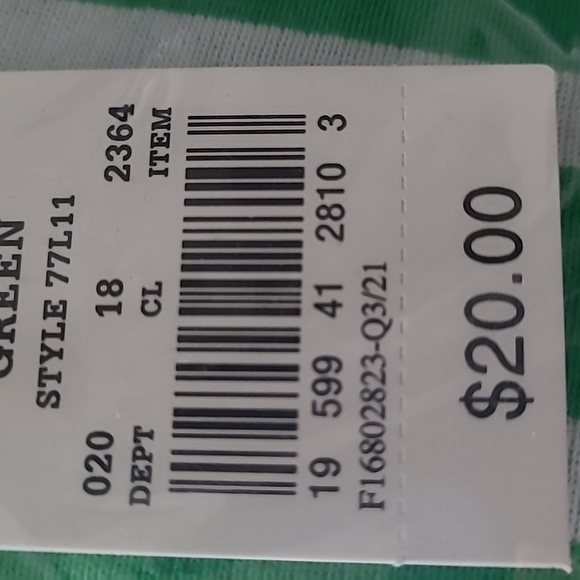 NWT Women's Sz Small Pajama Set, Green and White Striped - Picture 16 of 16